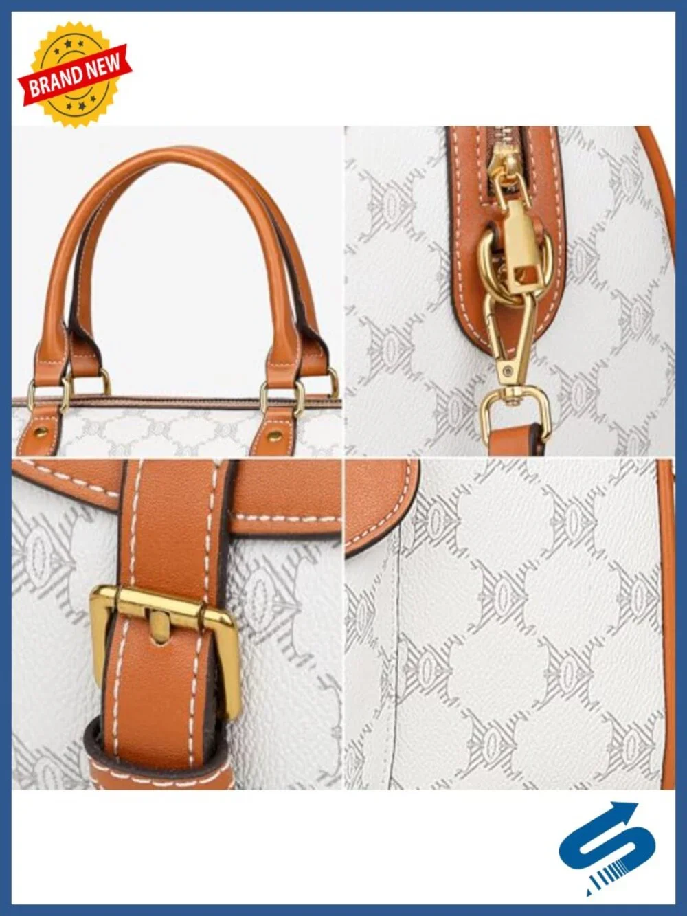 Vegan Leather Barrel Satchel Bag with Top Handle and Crossbody Strap
